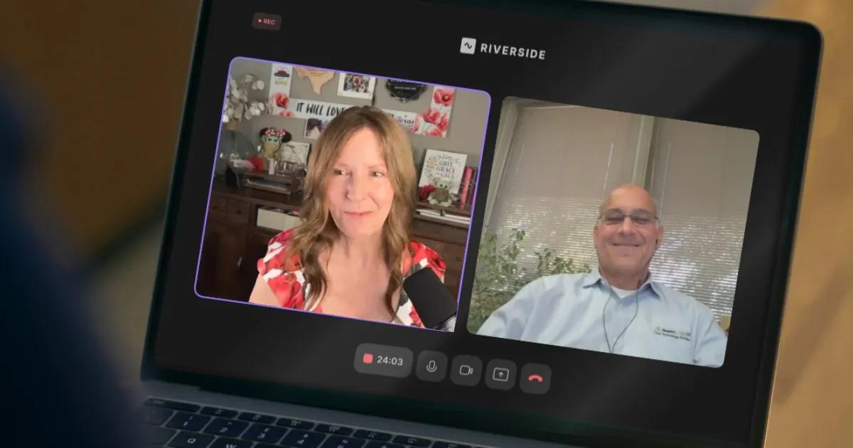 Laura Capes Terry hosting a branded podcast interview