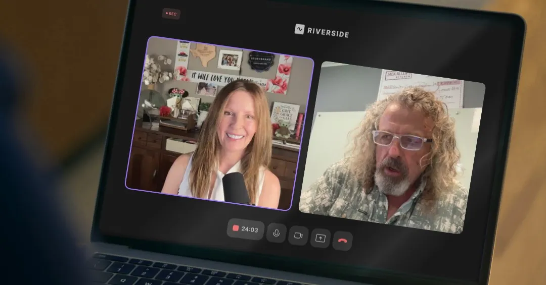 Laura Capes Terry recording a branded podcast conversation